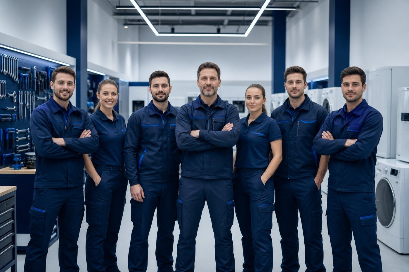 Servisin Yanında teknik servis ekibi modern bir servis merkezinde